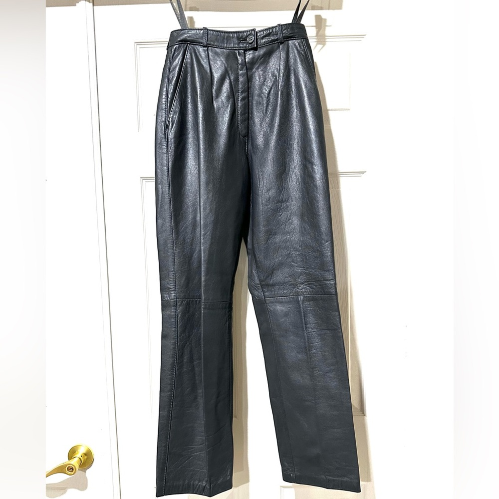 CASSIDY 90’s LEATHER PANTS Women's Black Leather size 2 front pockets vintage